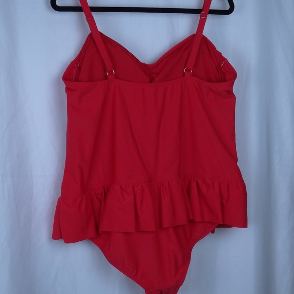 Red Ruffle One Piece Swimsuit - Picture 4 of 4